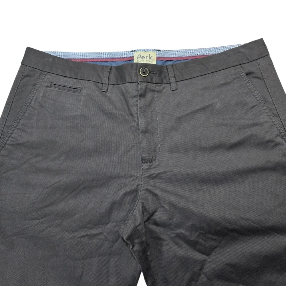 Perk Chino Pants‎ 40/32 Charcoal Grey Cotton Stretch Slim Fit Feel Good Chinos